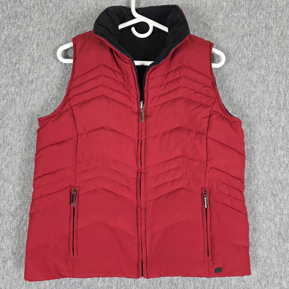 New York & Company Reversable Down Puffer Vest Red Black Small